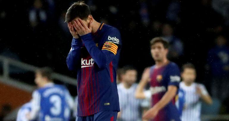 Leo Messi, en el partido del Barcelona en Anoeta ante la Real Sociedad.