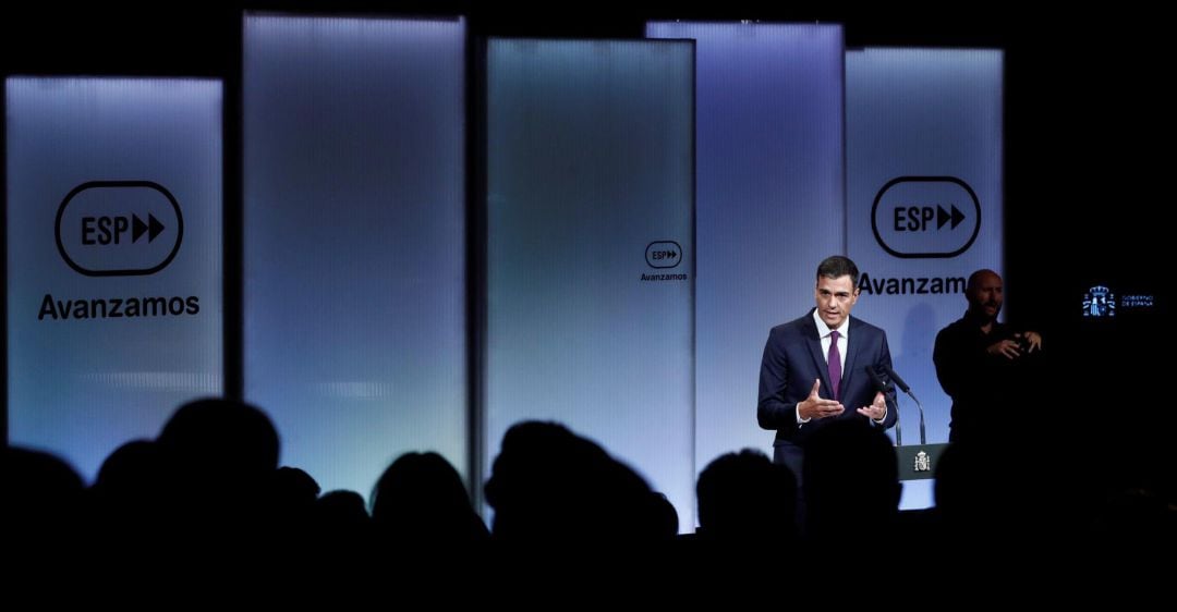 El presidente del gobierno Pedro Sánchez, durante el acto en el que ha anunciado la presentación de una propuesta de reforma constitucional para limitar los aforamientos de los polìticos