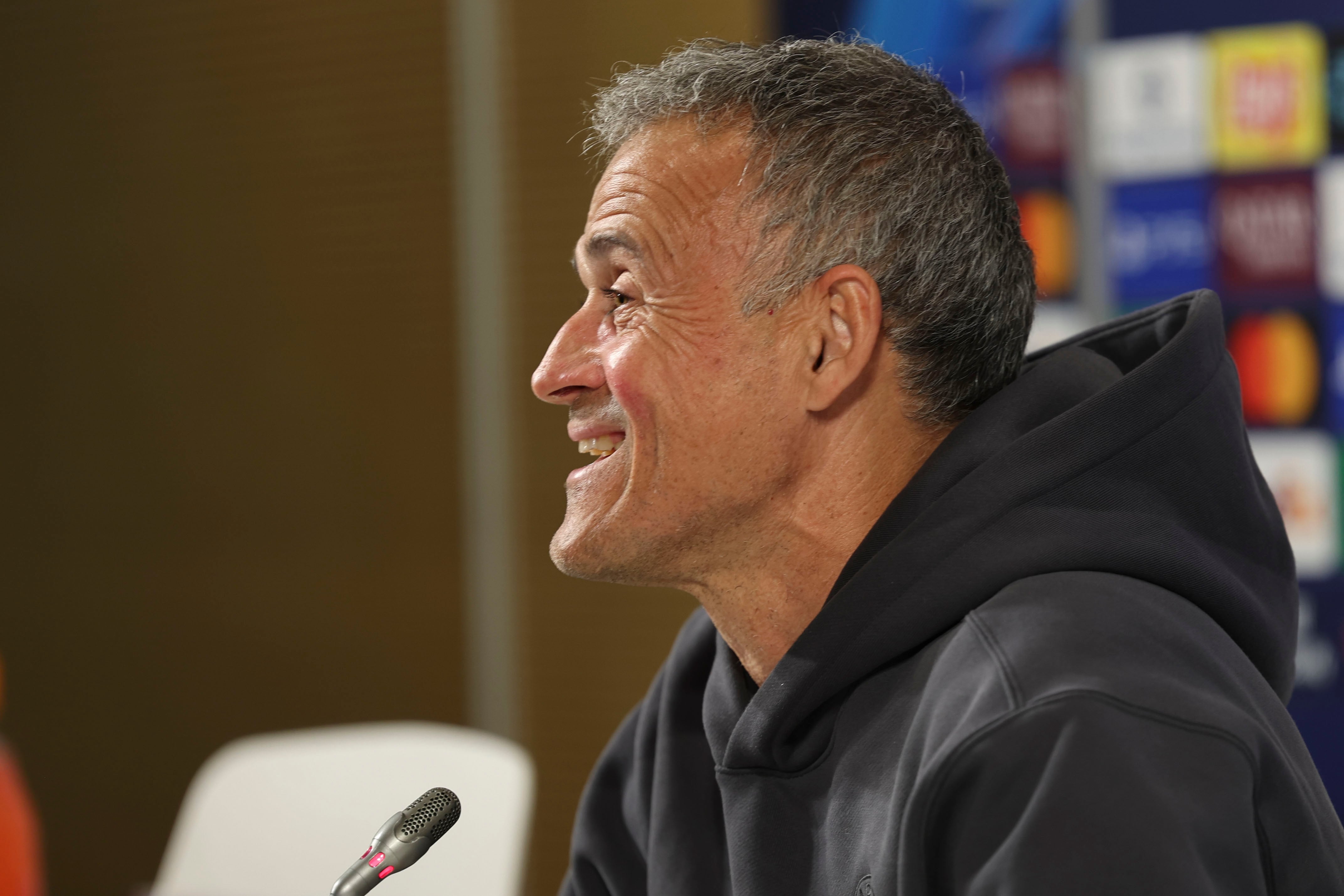 BILBAO, 09/12/2025.-El entrenador del PSG el español Luis Enrique en rueda de prensa donde mañana se enfrentará al Athletic de Bilbao en San Mamés en Liga de Campeones.EFE/Luis Tejido