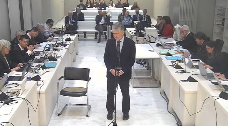 El exdirector general de la Policía, Ignacio Cosidó durante su interrogatorio como testigo en el juicio del caso Kitchen en la Audiencia Nacional