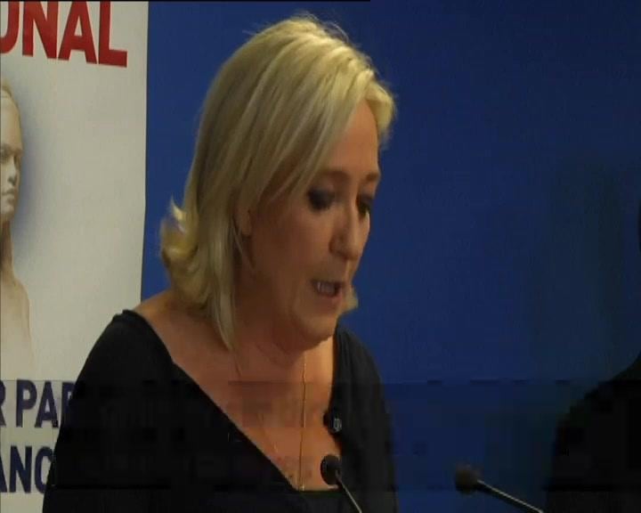 Marine Le Pen valorant ahir els resultats a les Eleccions Europees