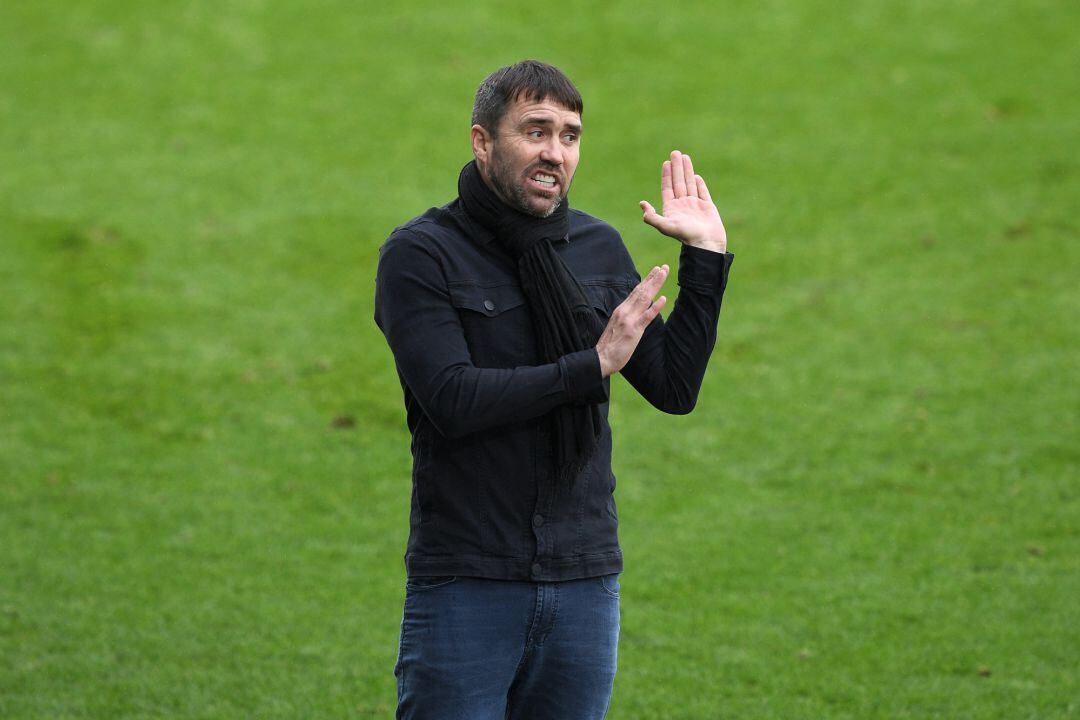 Chacho Coudet en Balaídos en el último partido ante el Alavés