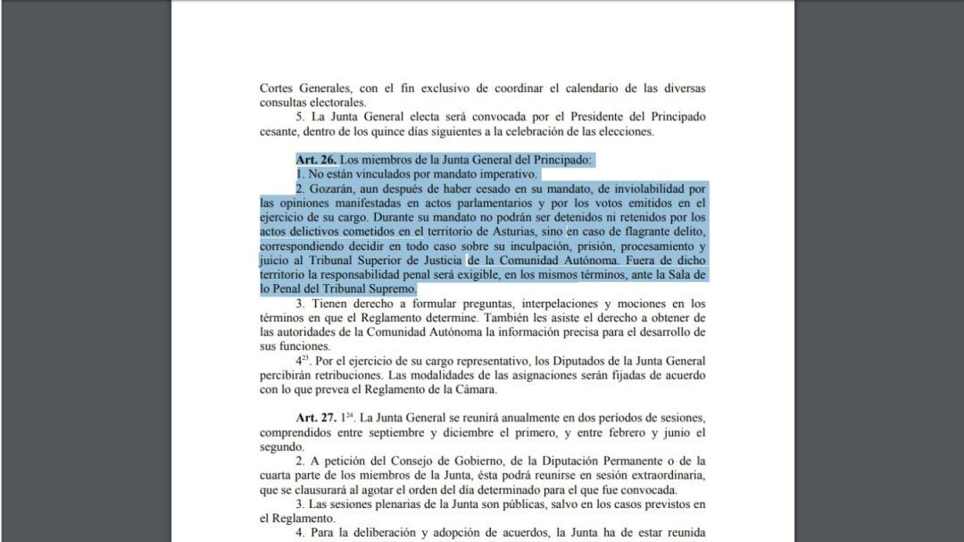 Artículo 26 del Estatuto de Autonomía de Asturias