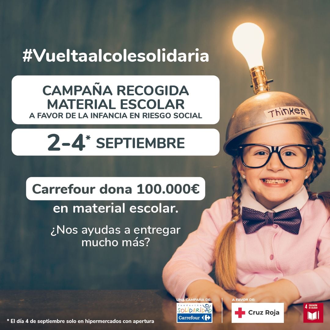 Fundación Solidaridad Carrefour y Cruz Roja promueven la ‘Vuelta al Cole Solidaria 2022’ a favor de la infancia en situación de vulnerabilidad social en Málaga