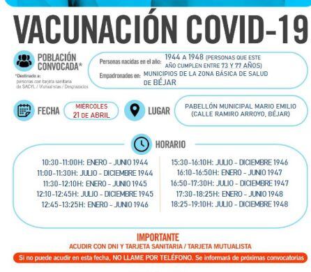 Información sobre la campaña de vacunación en Béjar
