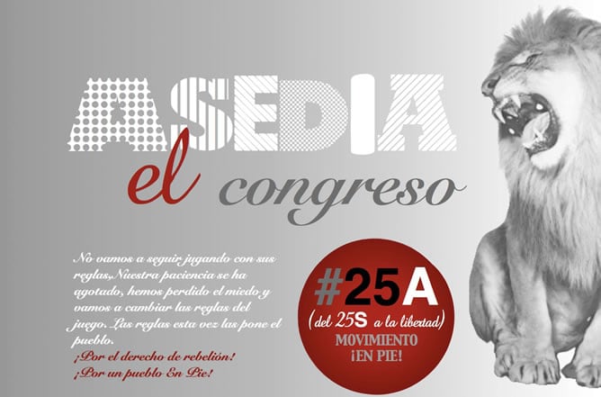 Cartel de la plataforma &#039;¡En pie!&#039; para la marcha &#039;Asedia el Congreso&#039; del 25A