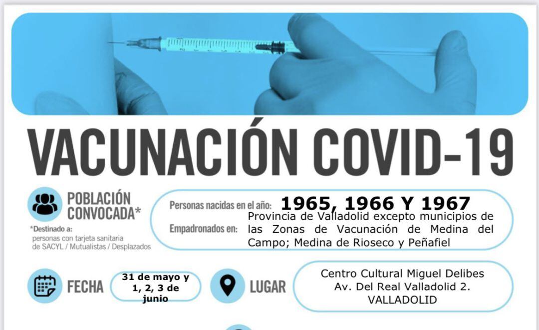 Cartel de vacunación para la próxima semana en Valladolid