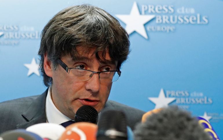 Puigdemont durante la rueda de prensa del 31 de octubre en Bruselas