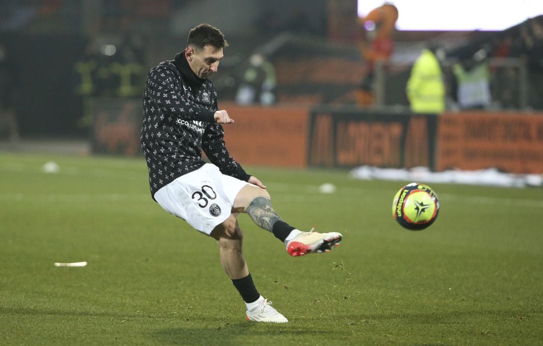 Lionel Messi, durante un entrenamiento con el PSG