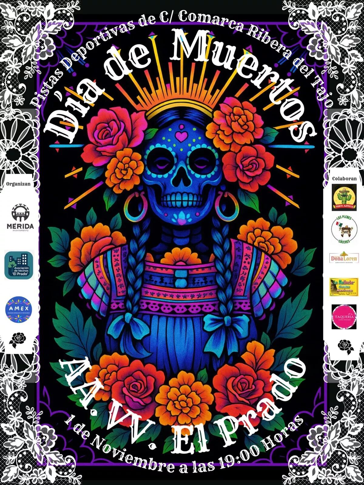 Cartel del Día de Muertos en El Prado de Mérida