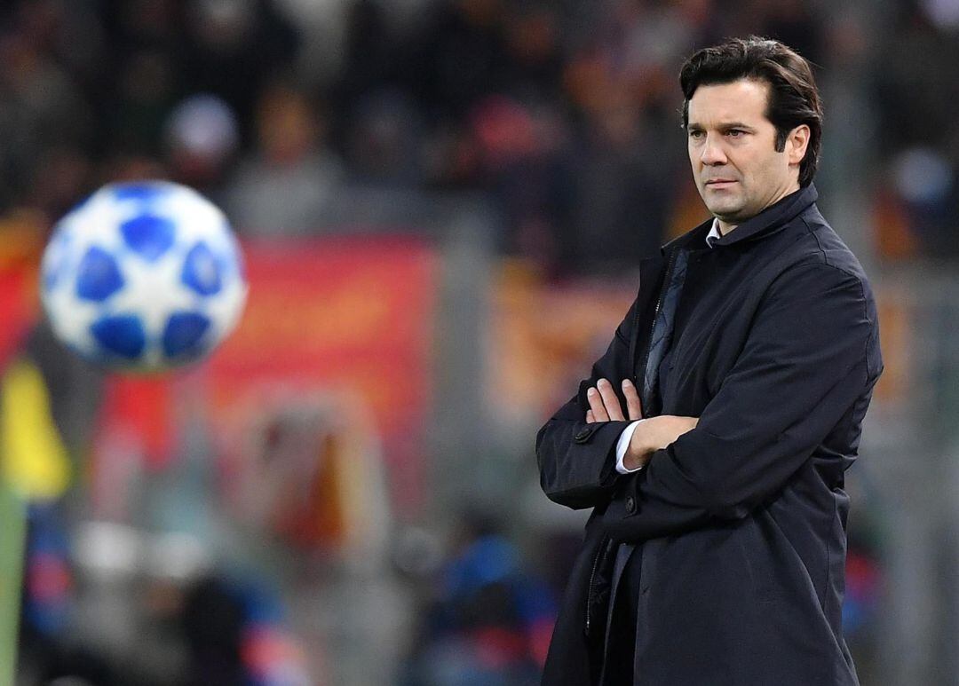 Solari, en el partido de Champions ante la Roma.