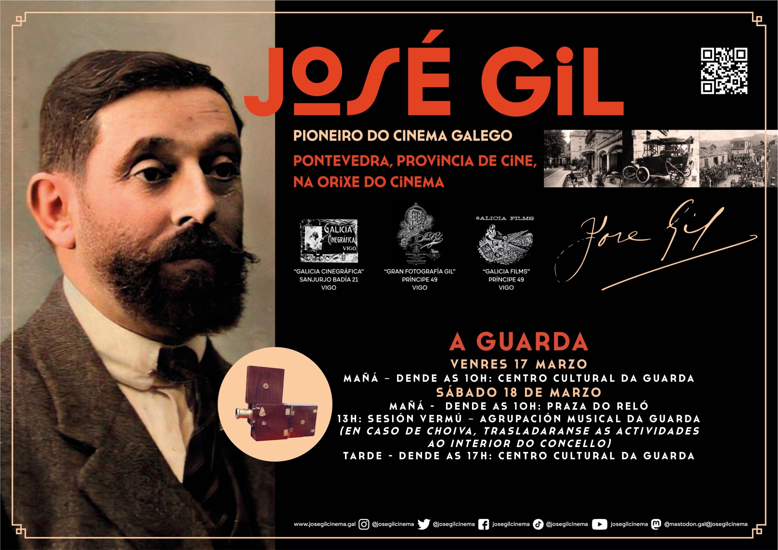 Cartel das actividades de recuperación da memoria do cinema galego en A Guarda