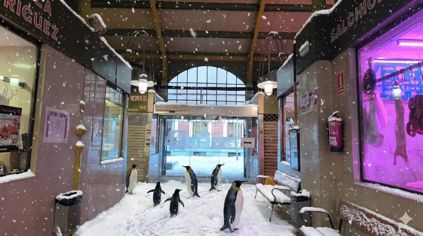 Recreación de los comerciantes de la Plaza de Abastos