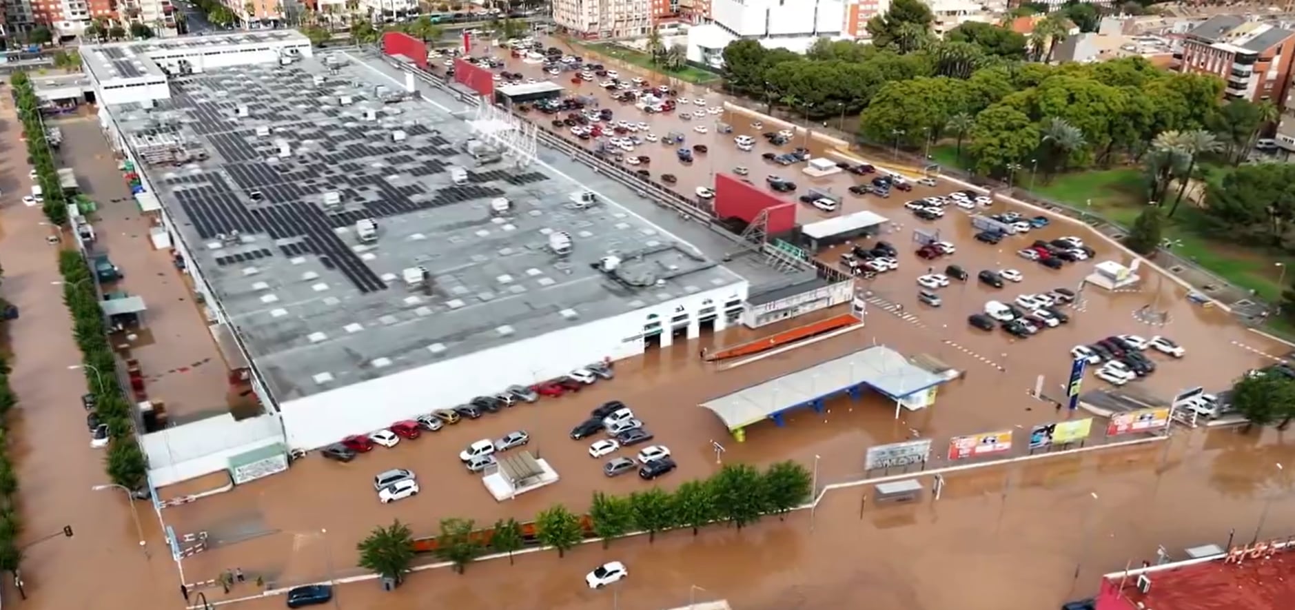 Imagen aérea de la inundación provocada por la lluvia en Murcia