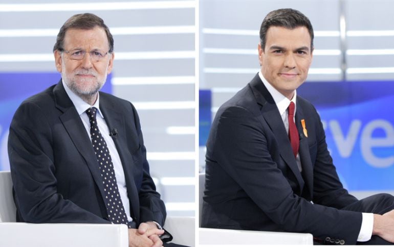 Rajoy y Pedro Sánchez durante entrevistas, por separado, en TVE