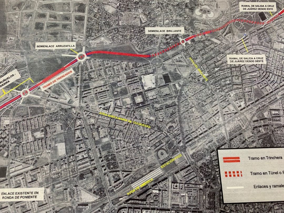 Plano del proyecto de la Ronda Norte aprobado por la Junta