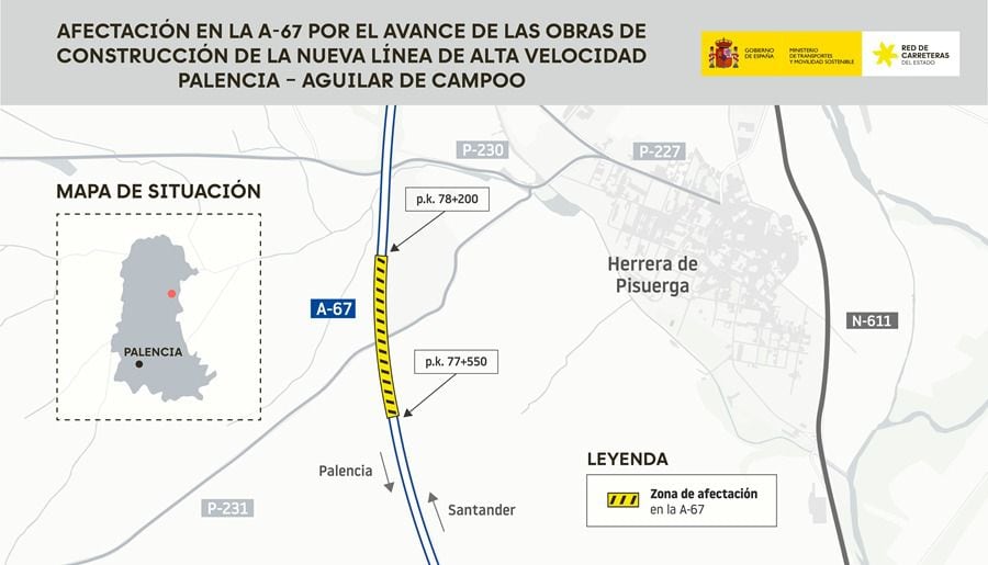 Corte de tráfico en la A-67
