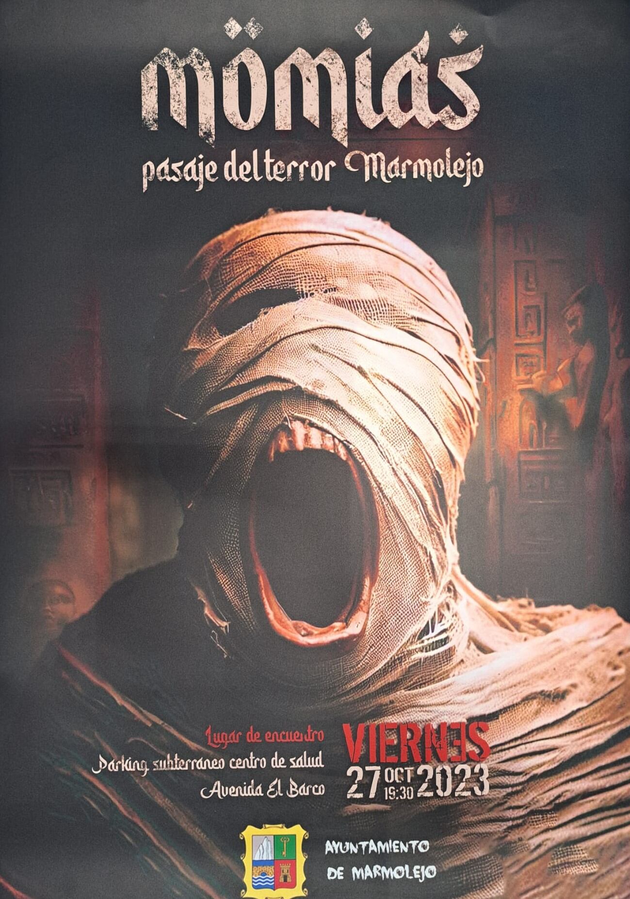 Cartel de Juan Diego Serrano anunciando el Pasaje del Terror Marmolejo 2023-