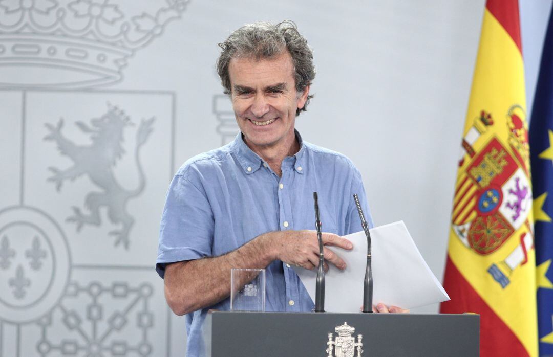 El director del CCAES, Fernando Simón, durante su última intervención en una rueda de prensa en estado de alarma. 