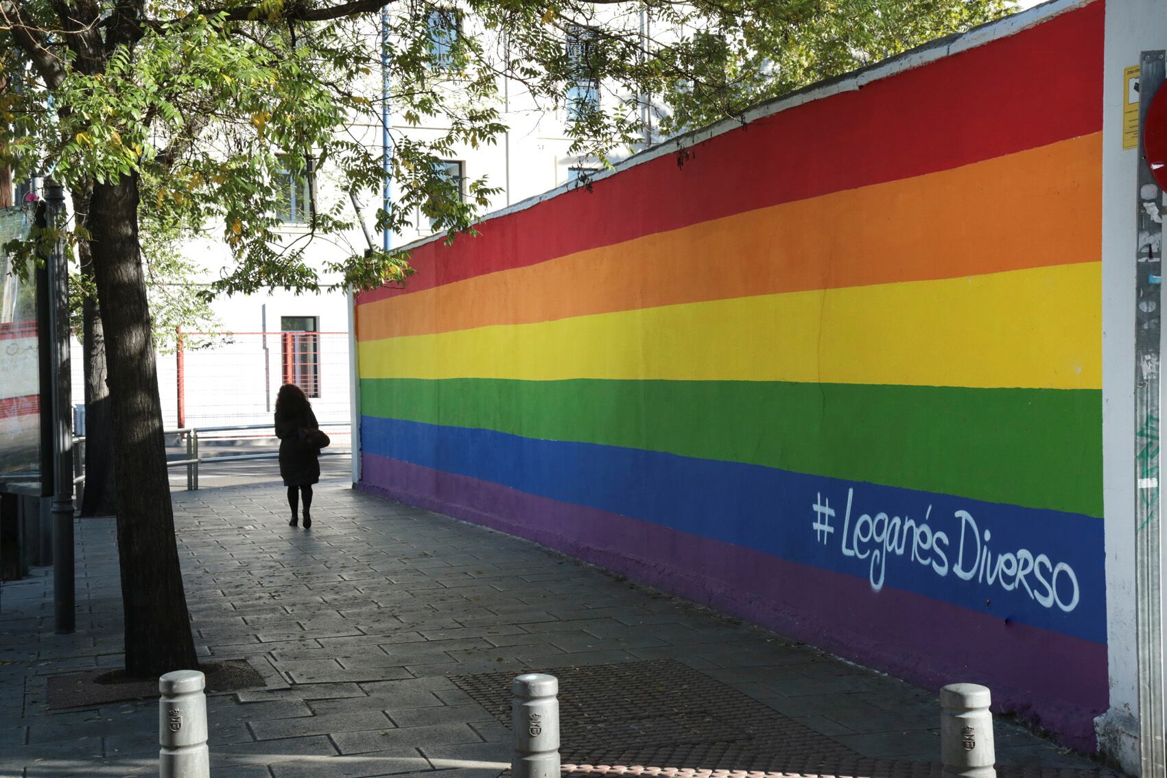 El mural ha sido retirado por las obras de rehabilitación de la comisaría