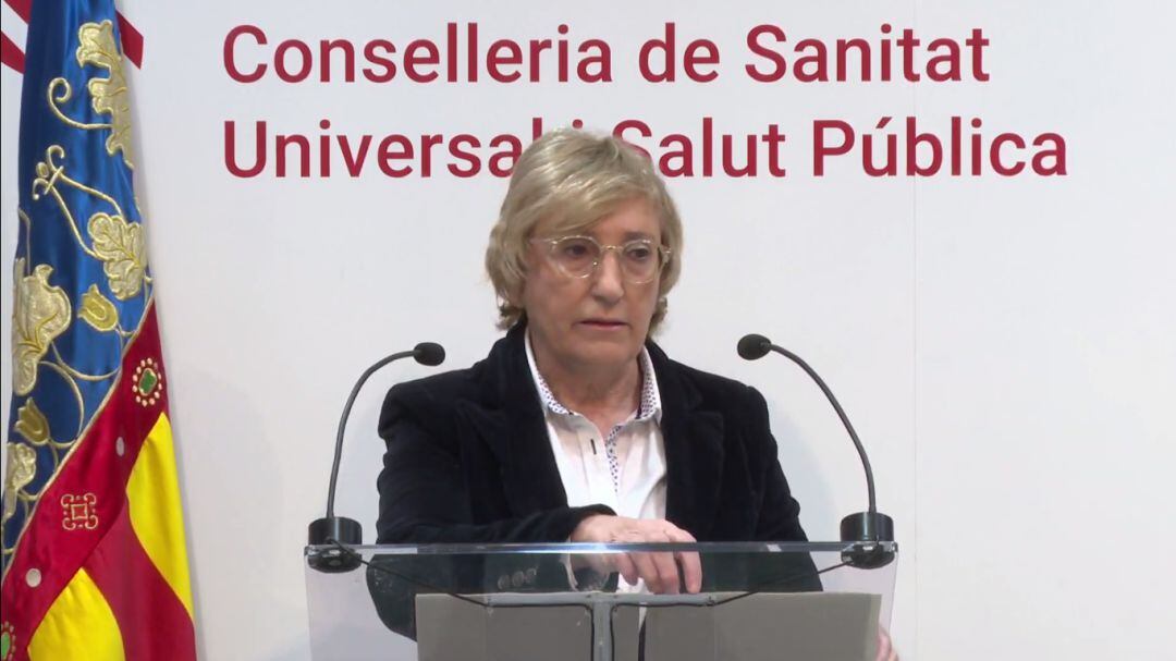 Ana Barceló, titular de la conselleria de Sanidad, en la rueda de prensa de este viernes.