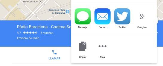 Opciones para compartir ubicación en ‘Google Maps’