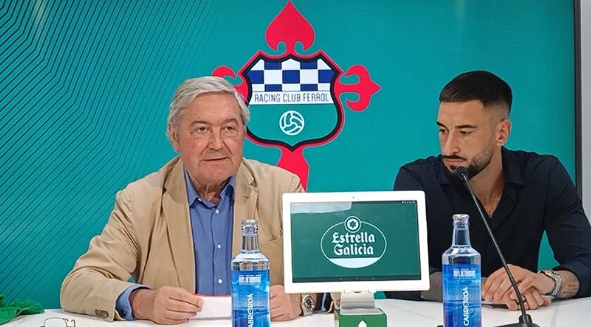 Erick Cabaco, junto a Manuel Ansede este lunes en A Malata (foto: Racing Club Ferrol)