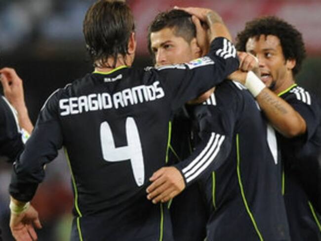 Cristiano Ronaldo celebra el segundo gol del Real Madrid en Anoeta / AFP