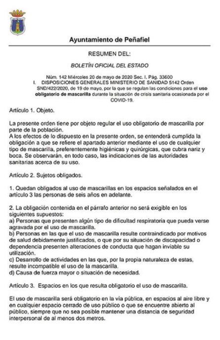 El documento emutido por el Ayuntamiento de Peñafiel.