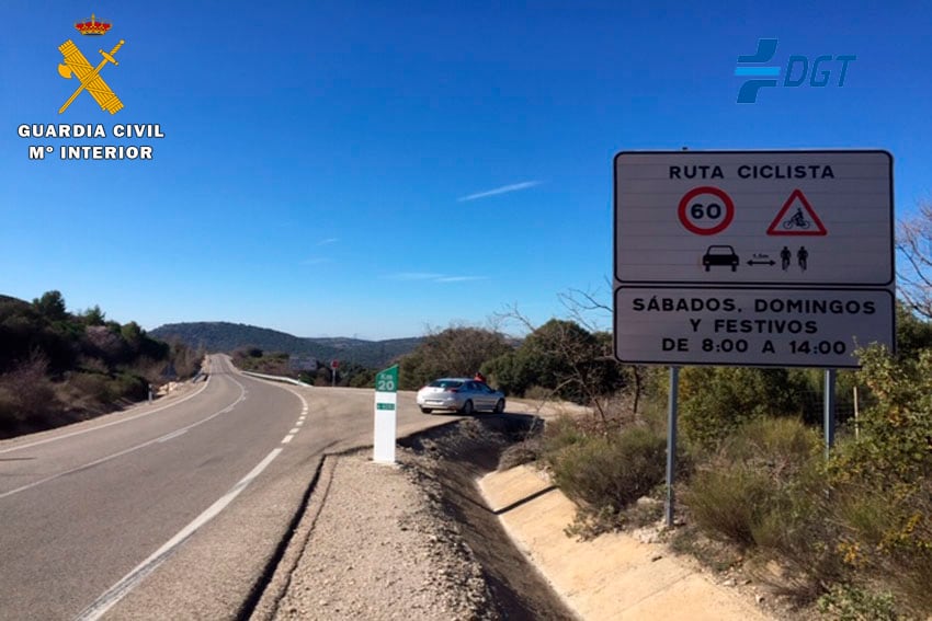 Una carretera de la provincia de Jaén, durante un control de vigilancia de la Guardia Civil