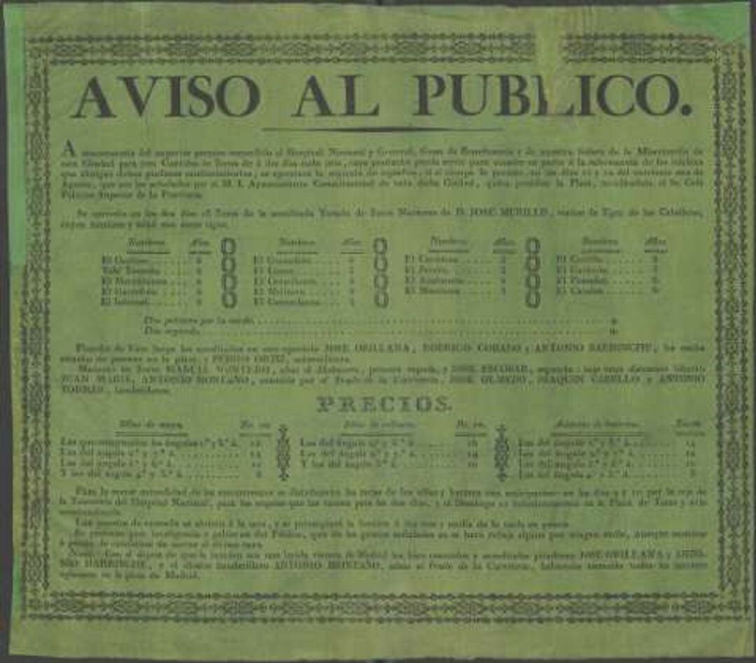 La Biblioteca Valenciana data un cartel taurino de 1822 de la ciudad de València