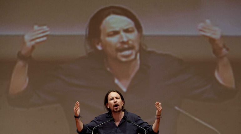 El secretario general de Podemos, Pablo Iglesias, durante un mitin celebrado en A Coruña.