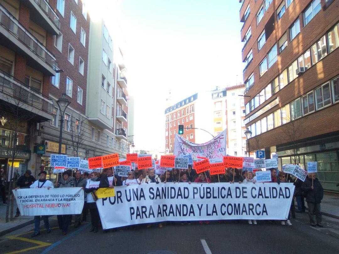 Imagen de archivo de la participación de Aranda y la Ribera del Duero en una manifestación regional por una sanidad pública de calidad