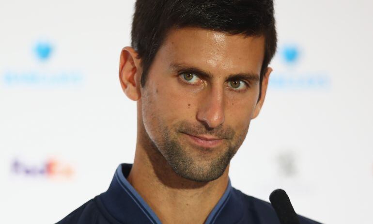 Novak Djokovic, en la sala de prensa del O2 de Londres