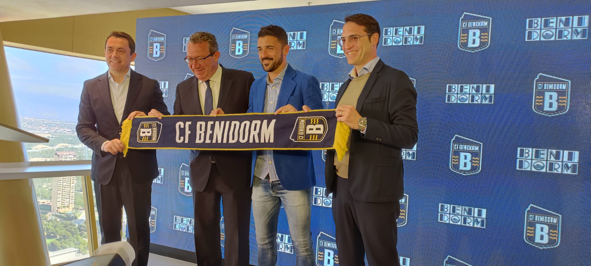 David Villa, exjugador, en la presentación de su proyecto DV7 Group en Benidorm