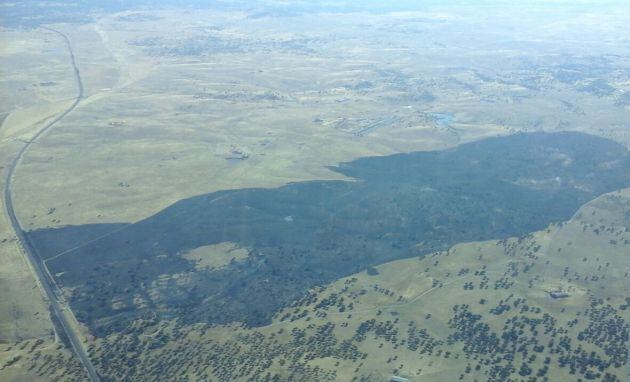 Zona donde se produjo el incendio, en pleno Valle de Alcudia