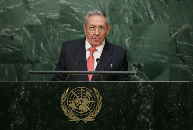 Raúl Castro durante su discurso en la sede de la ONU