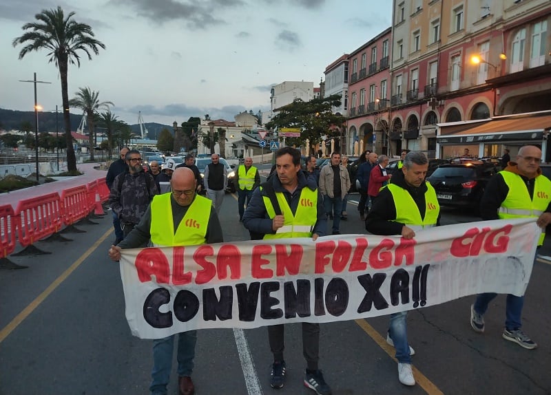 Movilización de trabajadores de Maitours este miércoles. Foto: CIG