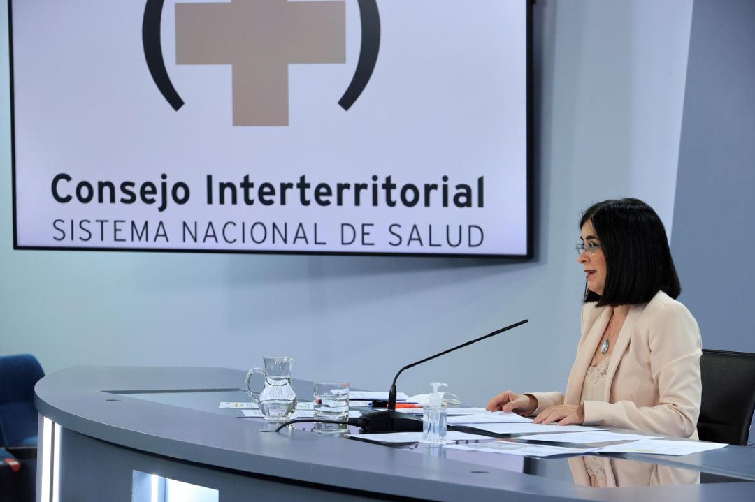 La ministra de Sanidad, Carolina Darias, ofrece una rueda de prensa tras la reunión del Consejo Interterritorial del Sistema Nacional de Salud, este martes en Madrid