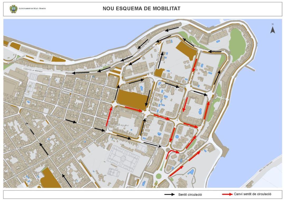 Maó modifica el sentit de la circulació a diferents carrers de la ciutat.