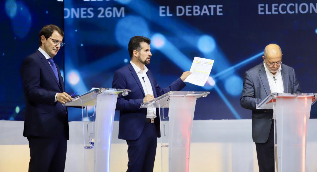 Alfonso Fernández Mañueco, Luis Tudanca y Francisco Igea durante el debate electoral de las pasadas elecciones autonómicas