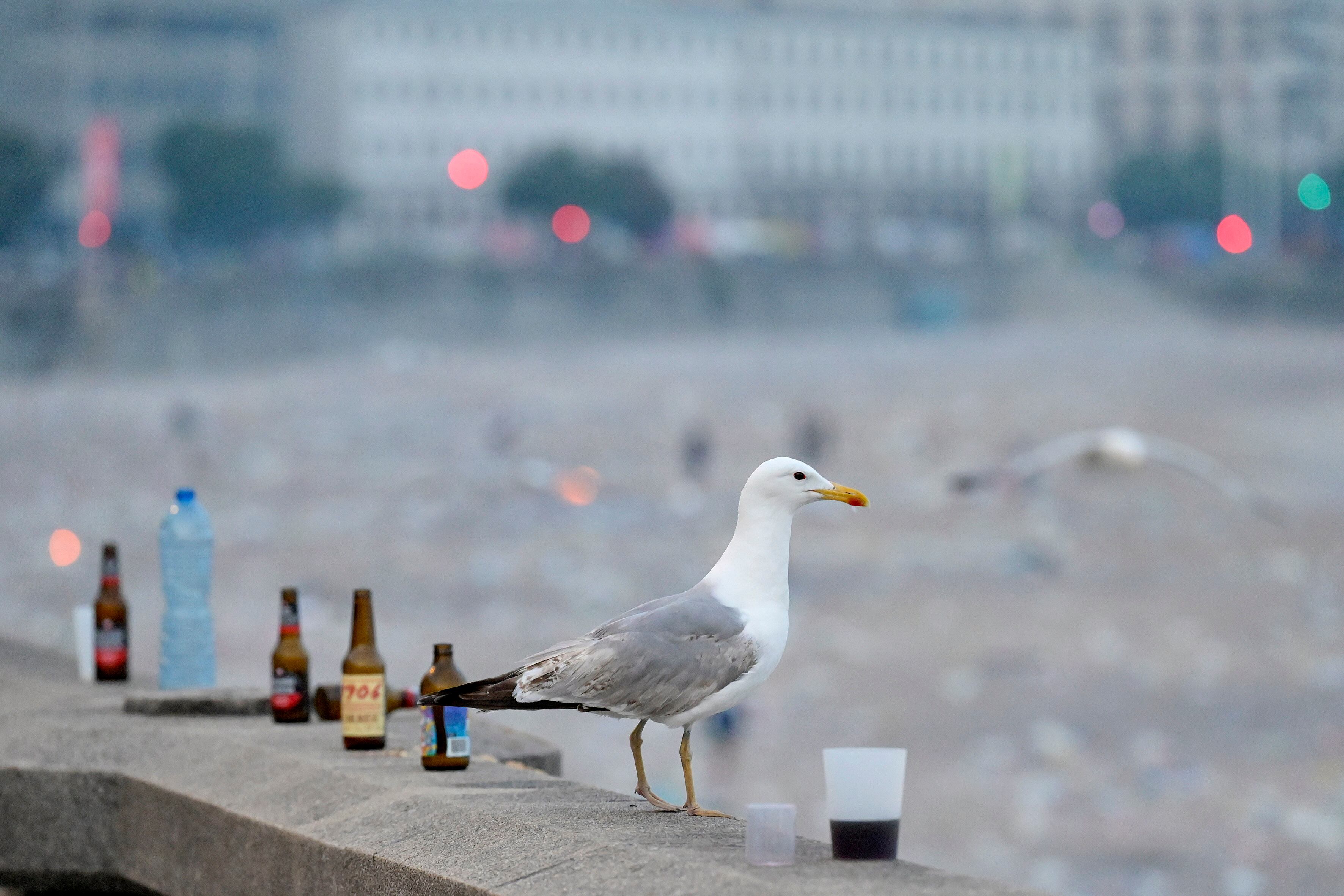 A CORUÑA, 24/06/2025.- Basura acumulada en la playa del Orzán (A Coruña) tras las celebraciones de la noche de San Juan. EFE/ Moncho Fuentes
