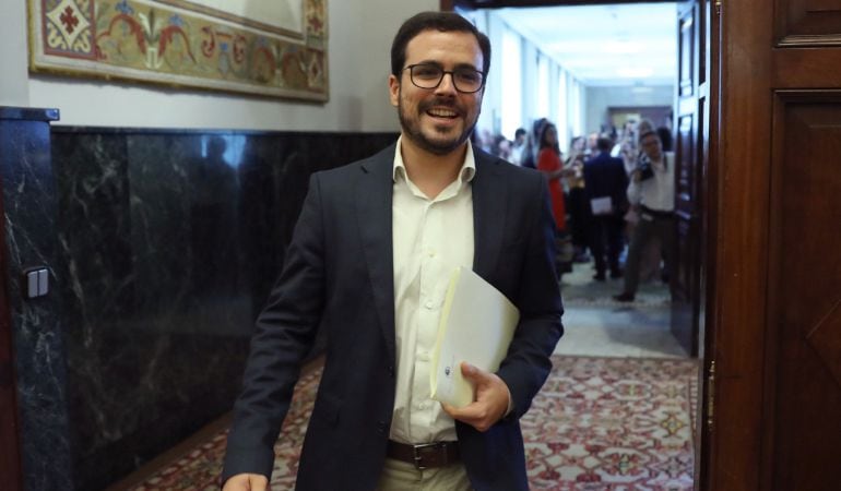 El diputado de Unidos Podemos y coordinador federal de IU, Alberto Garzón, a su llegada a la Junta de Portavoces en el Congreso de Los Diputados. 