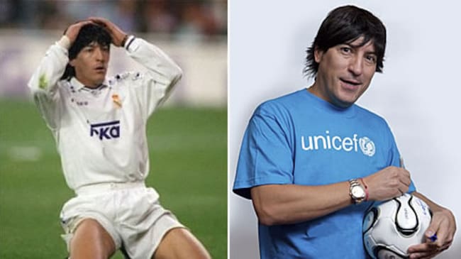 En la imagen de la izquierda, el chileno se lamenta en un partido de su etapa en el Bernabéu. A la derecha, Zamorano hoy.