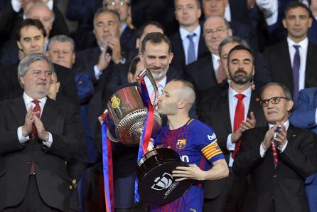 Iniesta durante la última Copa del Rey.