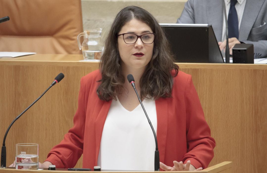 La diputada Raquel Romero Alonso durante su intervención en la segunda sesión del debate de investidura de la candidata socialista, Concha Andreu