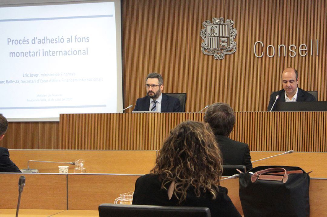 El titular de Finances a la compareixença d'aquest dijous davant la comissió legislativa homòloga per donar detalls del procés d'adhesió a l'FMI