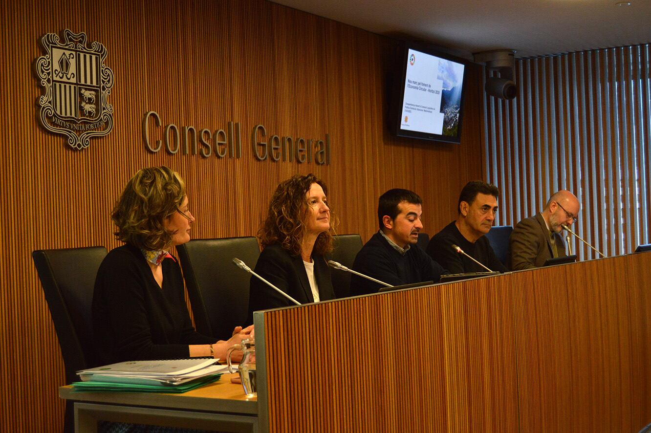 Un moment de la compareixença davant la comissió legislativa de Política Territorial, Urbanisme i Medi Ambient de la ministra de Medi Ambient, Agricultura i Sostenibilitat, Sílvia Calvó.