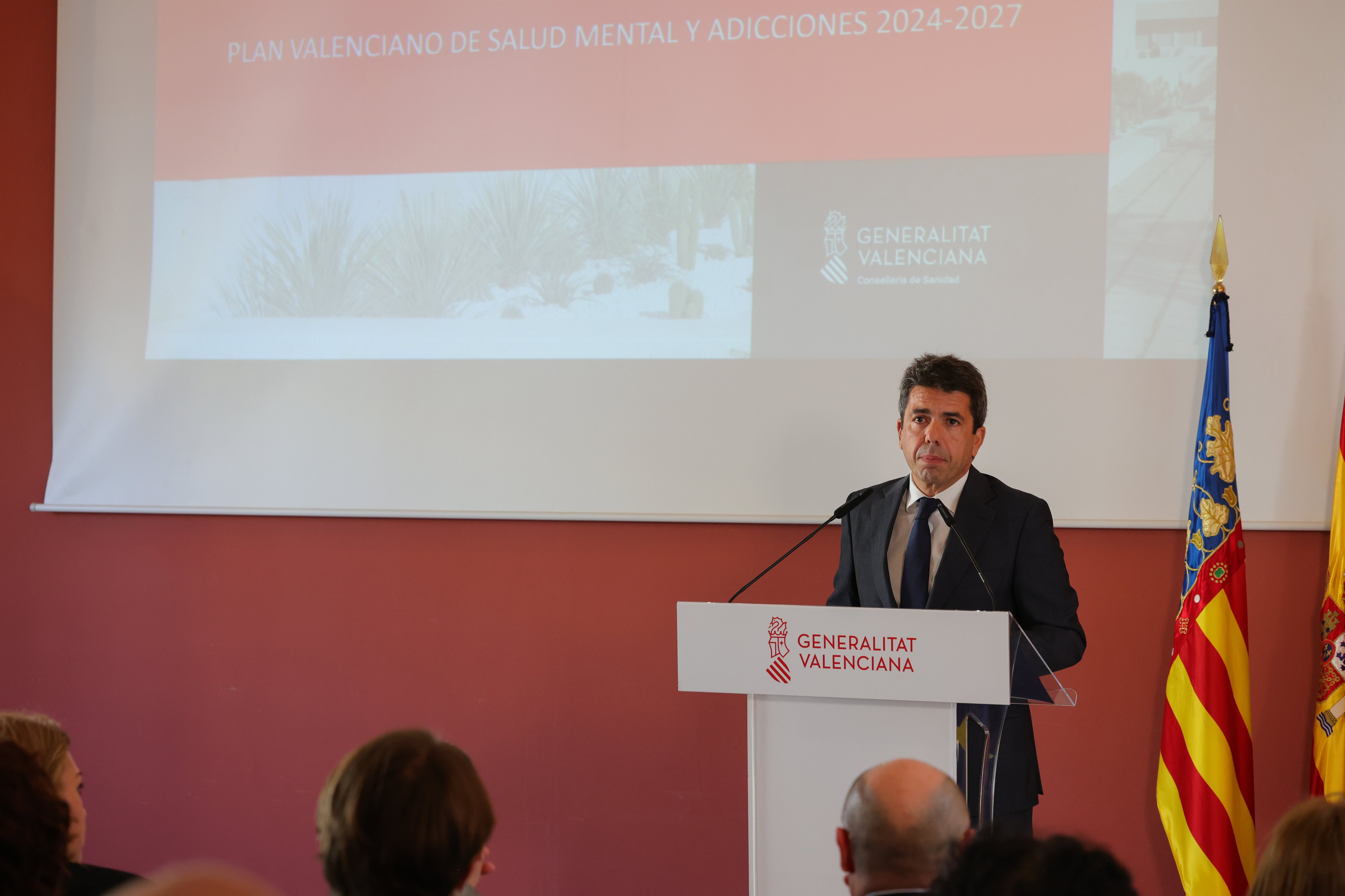 Carlos Mazón, president de la Generalitat Valenciana, en la presentación del Plan de Salud Mental y Adicciones