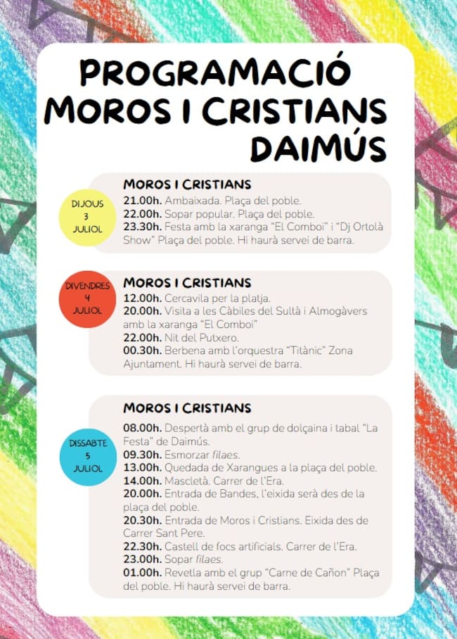 Programación 'Moros i Cristians' Daimús